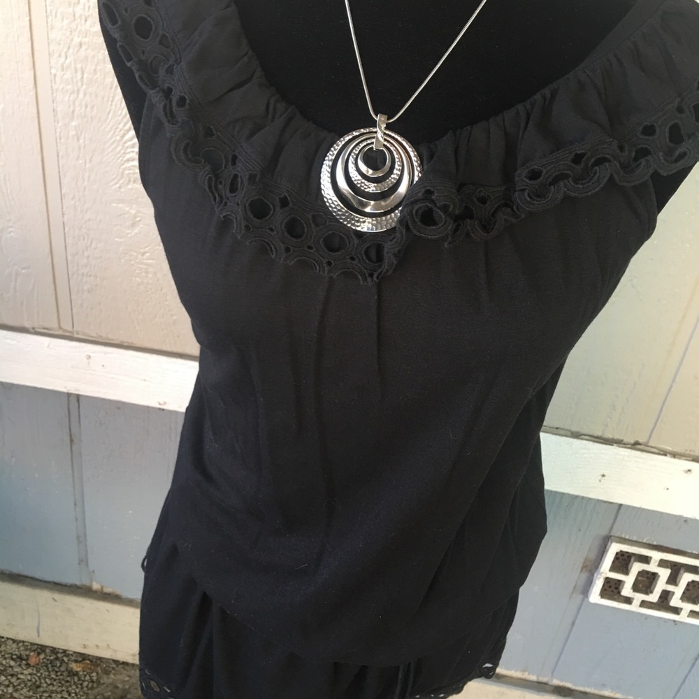 💰Black sleeveless roughly collar waste tie dress - Picture 4 of 7